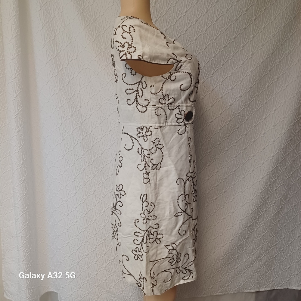 Jessica Howard Wimen Size.10P Cream Sheath Dress with Flutter Cap Sleeves - Picture 6 of 16